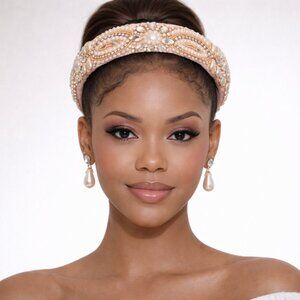 Luxury Pearl & Crystal Embellished Headband | Elegant Statement Hairpiece